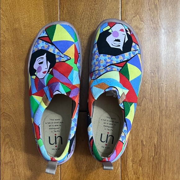 UNI Rainbow Girl Toledo Shoes Size 8.5 Ortholite Slip-On Painted Comfort Artsy - Picture 2 of 11